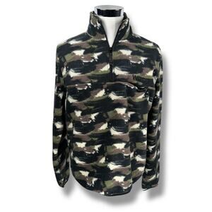 WESC Fleece Jacket Mens Large Womens XL Mitch Camo Strokes 1/4 Zip Pullover New